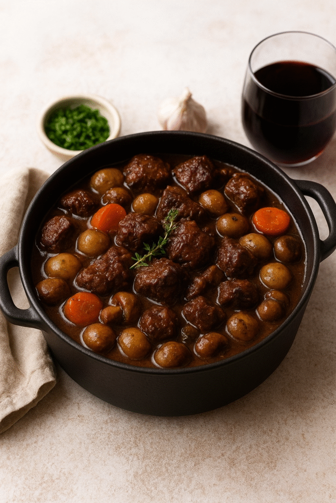 Bœuf Bourguignon Traditionnel – Recette Française Authentique et Savoureuse